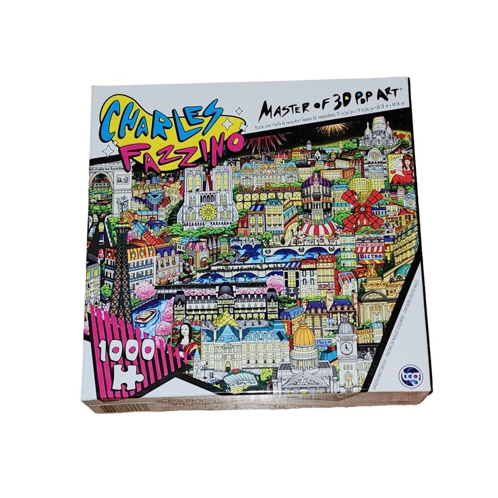 NIB Sealed Charles Fazzino Les Attractions Fantastiques de Paris 1000 Piece Puzz